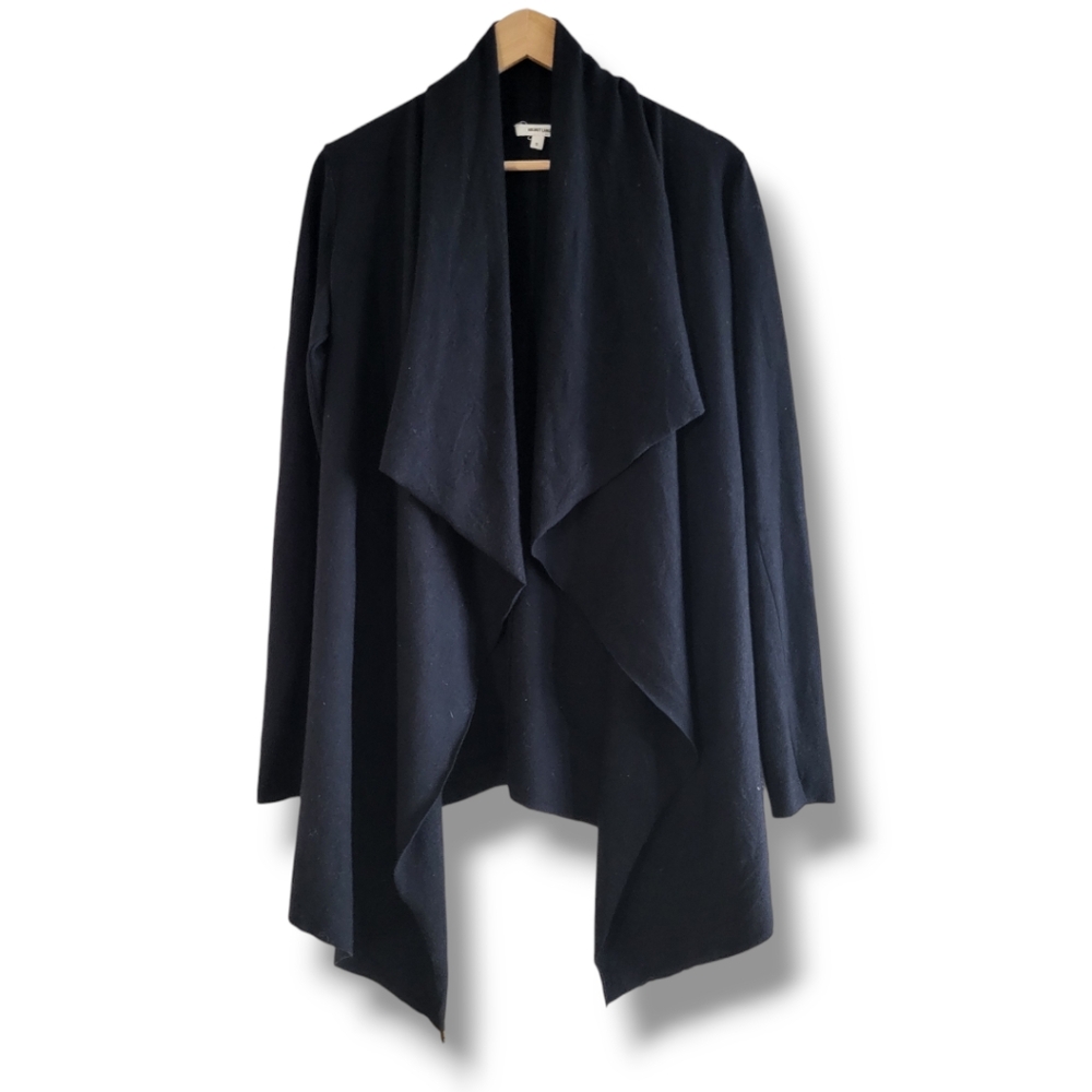 HELMUT LANG Sonar Black Wool Convertible Cardigan Sweater